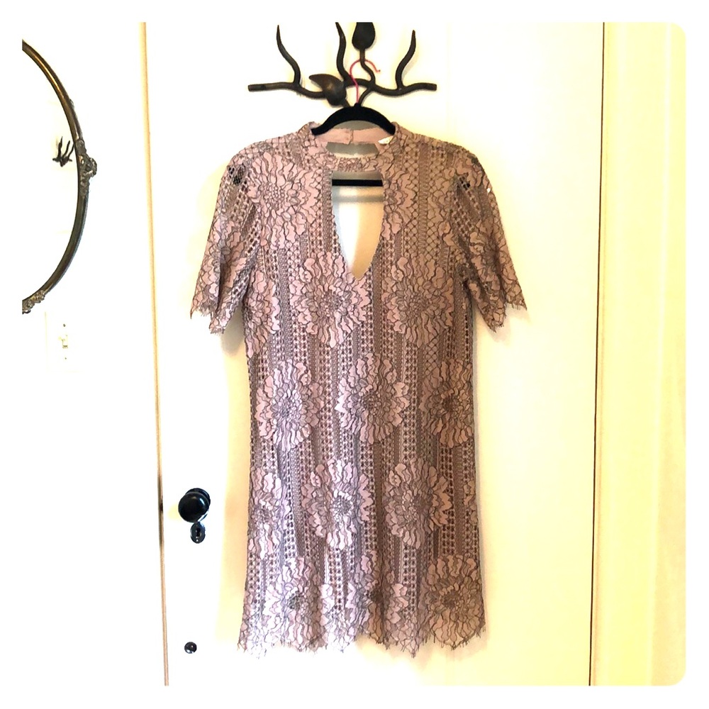 Rose and black lace dress